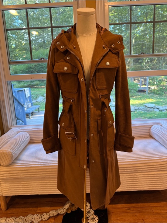 Laundry By Shelli Segal Jackets & Blazers - Laundry by Shelli Segal  Hooded Military Inspired Belted Wool Coat Size 2